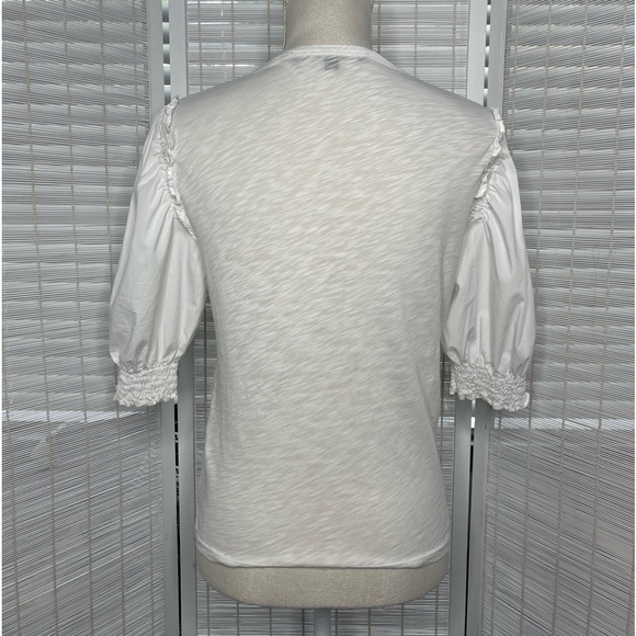 Veronica Beard White Puff Sleeve Smocked Top Size XS - Picture 4 of 9